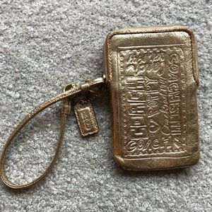 Gold Poppy Coach Wristlet